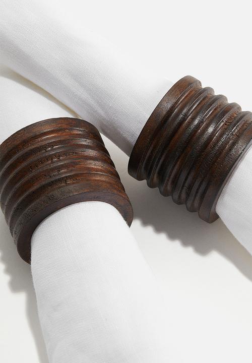H&M - 2 pack mango wood napkin rings - brown