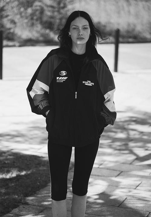 H&M - Oversized printed windbreaker - black