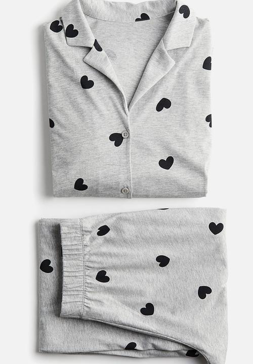 H&M - Patterned jersey pyjamas - grey