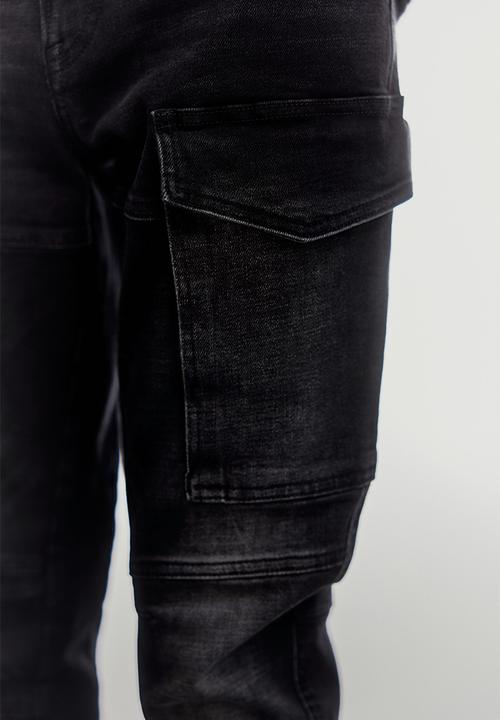 H&M - Slim cargo jeans - black