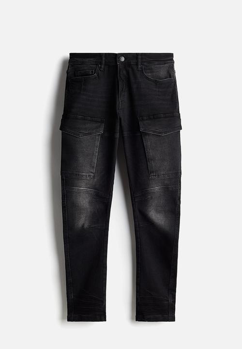 H&M - Slim cargo jeans - black