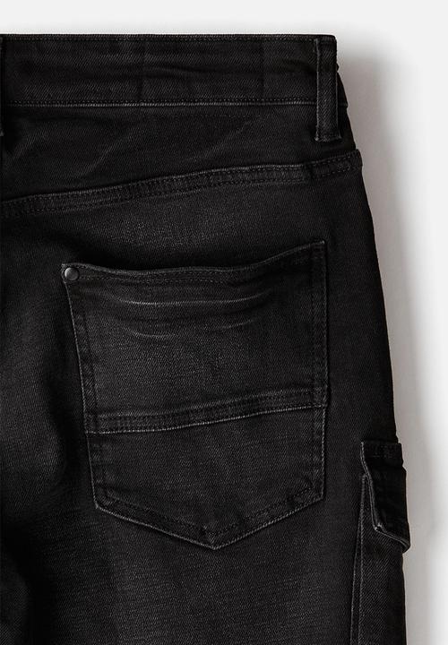 H&M - Slim cargo jeans - black