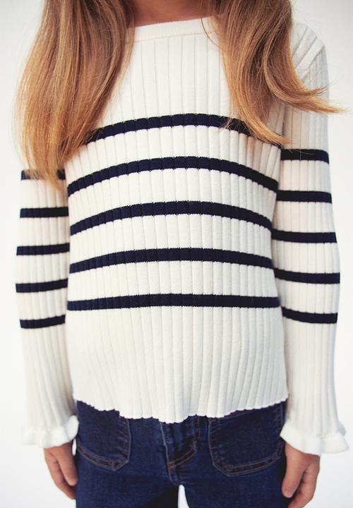 H&M - Rib-knit jumper - natural white & striped
