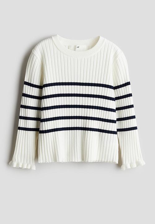 H&M - Rib-knit jumper - natural white & striped
