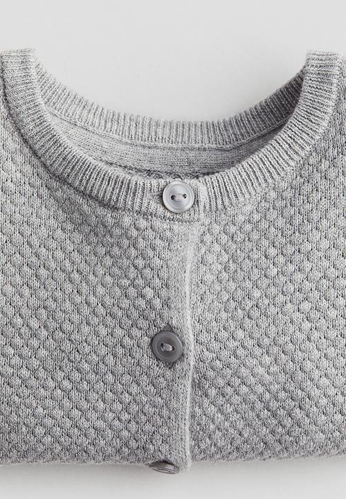 H&M - Pattern-knitted cotton cardigan - light grey marl