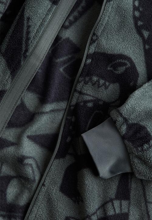 H&M - Fleece jacket - dark green & dinosaurs 