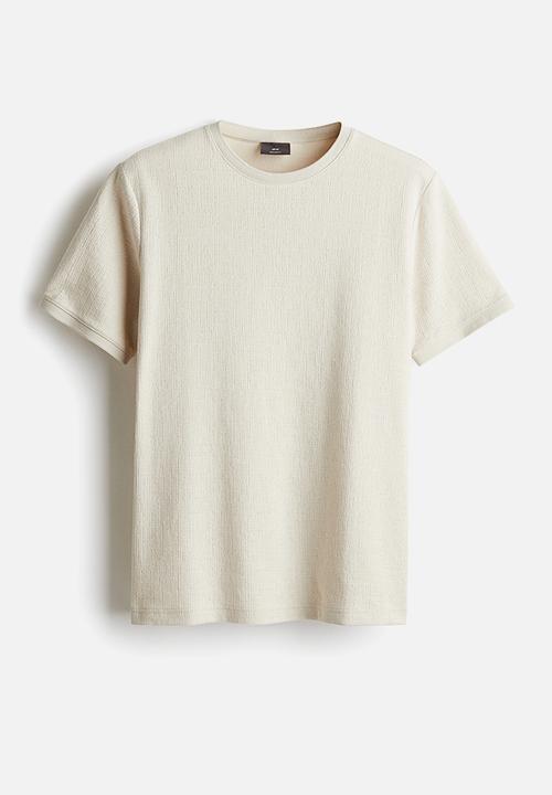 H&M - Regular fit textured T-shirt - beige
