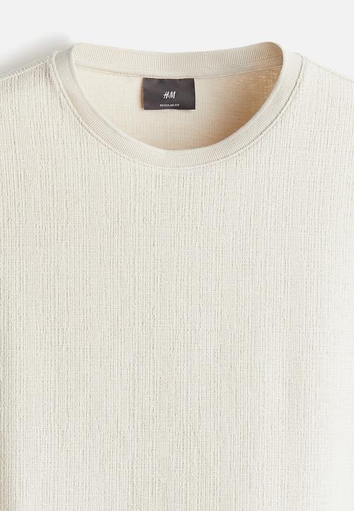H&M - Regular fit textured T-shirt - beige