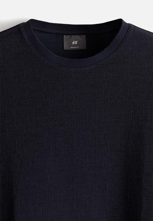 H&M - Regular fit textured T-shirt - navy