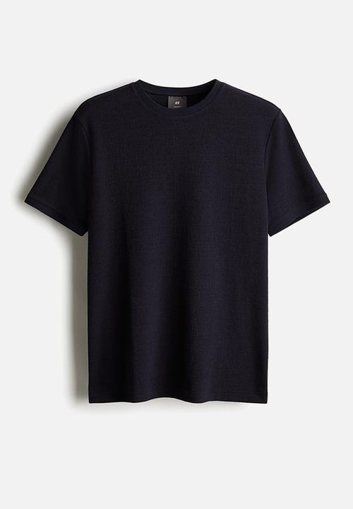 H&M - Regular fit textured T-shirt - navy