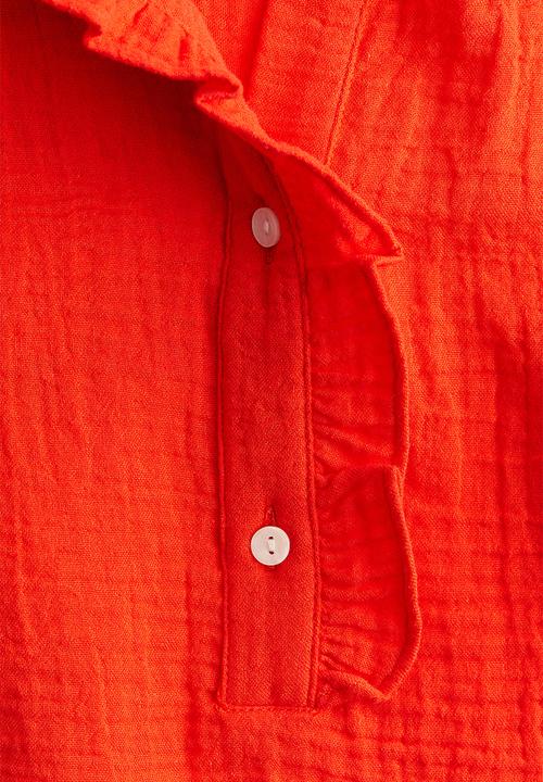 H&M - Flutter-sleeved muslin blouse - red