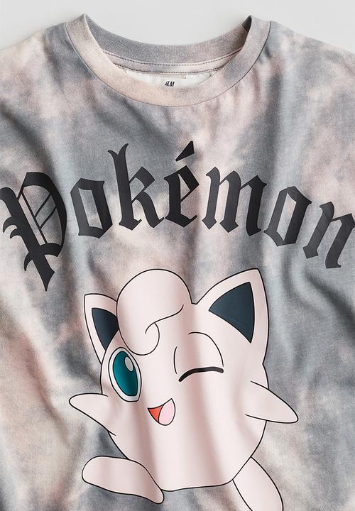 H&M - Oversized printed t-shirt - light grey & pokémon