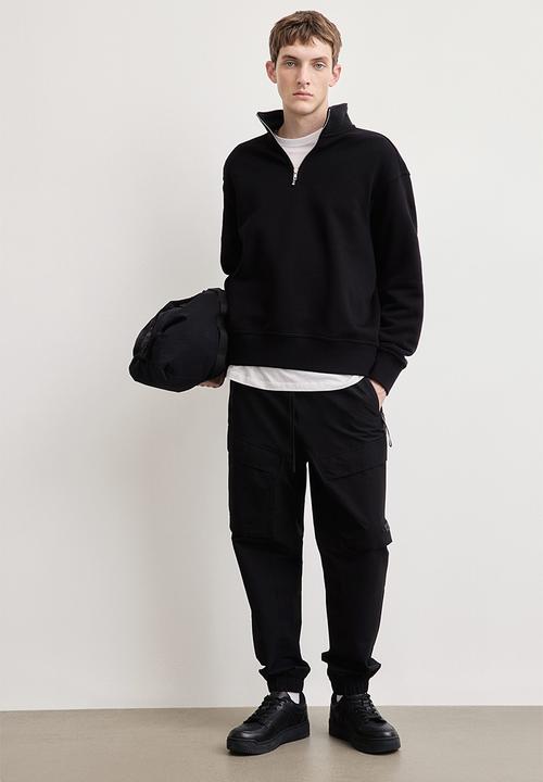 H&M - Loose fit zip-top sweatshirt - black