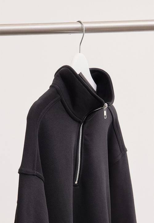 H&M - Loose fit zip-top sweatshirt - black