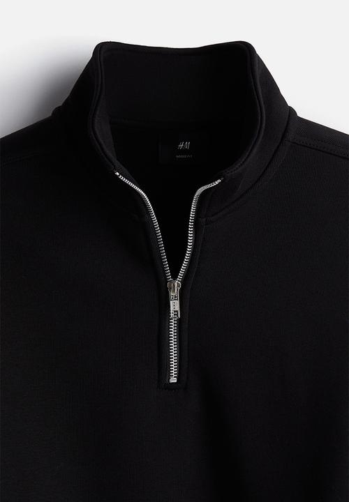 H&M - Loose fit zip-top sweatshirt - black
