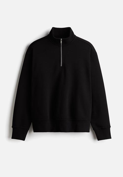 H&M - Loose fit zip-top sweatshirt - black