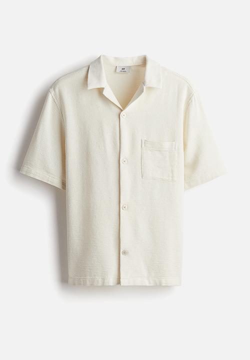 H&M - Regular fit textured resort shirt - white