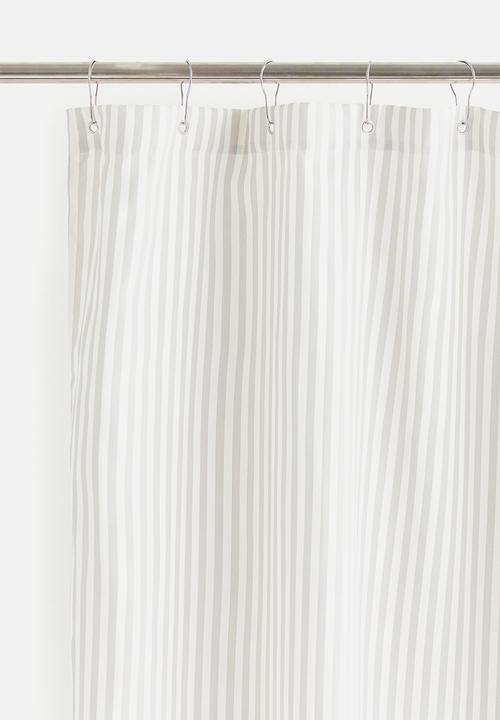 H&M - Striped shower curtain - light grey striped 