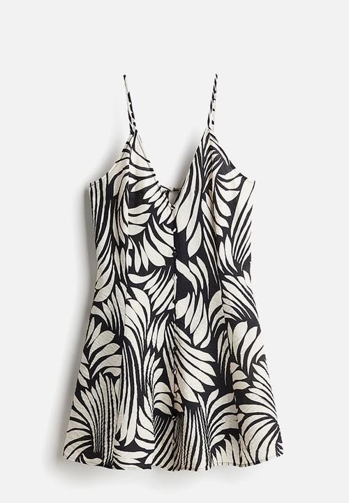 H&M - A-line strappy dress - black & white