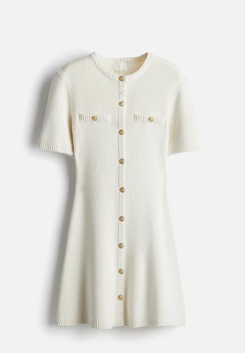 open lace back dress Ribbed Button-front Sweater Dress – BELIGHTSHOP