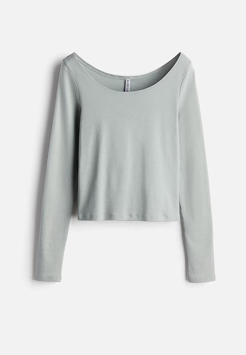 H&M - Boat-neck cotton top - turquoise