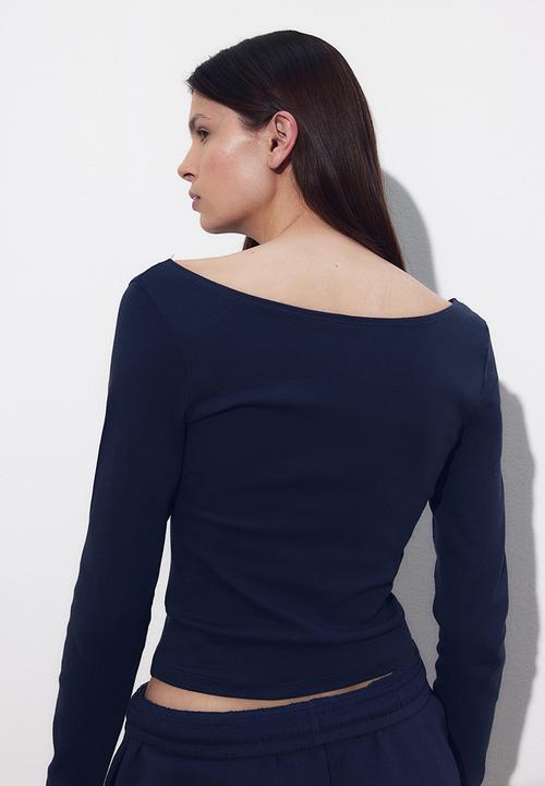 H&M - Boat-neck cotton top - blue