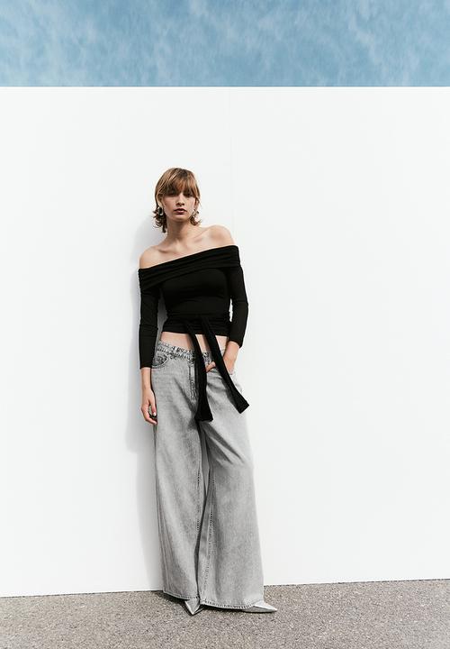 H&M - Baggy wide low jeans - grey