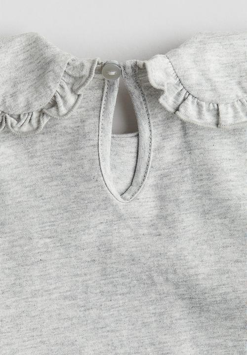 H&M - Collared cotton top - light grey marl