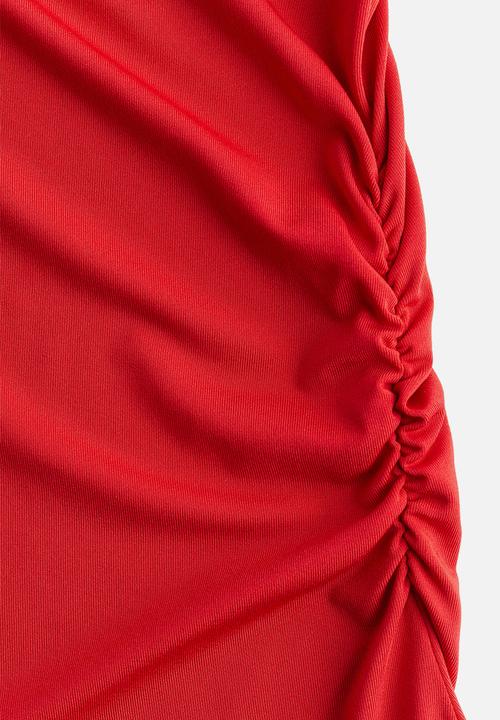 H&M - Gathered flared-skirt dress - red