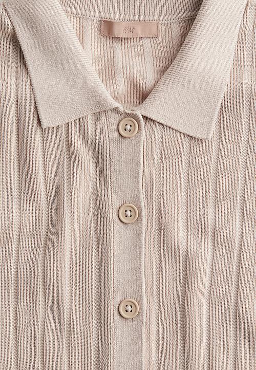 H&M - Rib-knit button-front top - beige