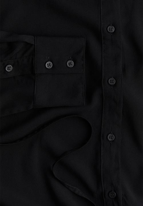 H&M - Mama tie-belt shirt - black