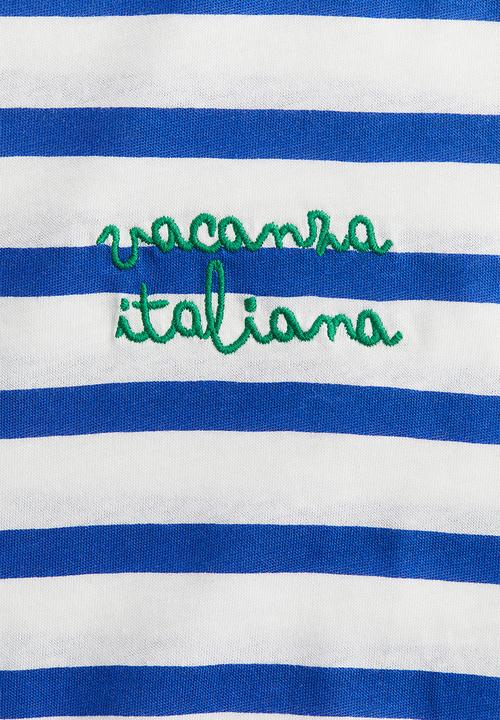 H&M - Cotton T-shirt - blue & white