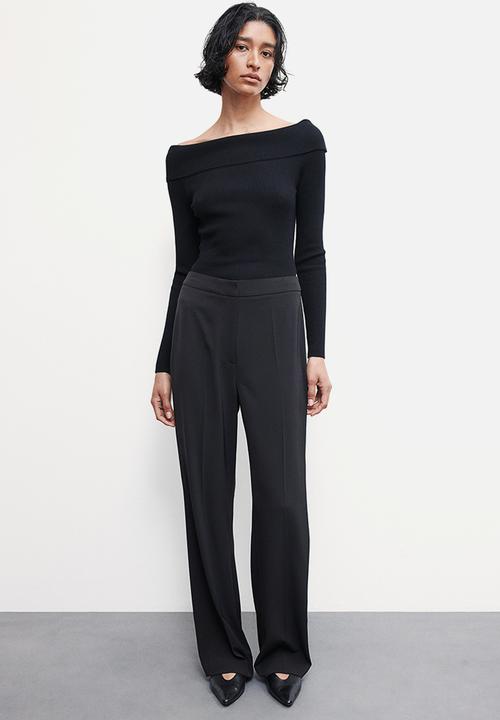 H&M - Rib-knit off-the-shoulder top - black