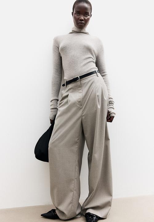 H&M - Wide trousers - beige,grey