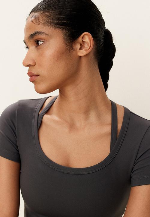 H&M - Cropped sports top in drymove™ - grey