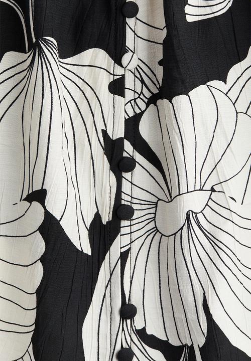 H&M - Crinkled tunic dress - black & white