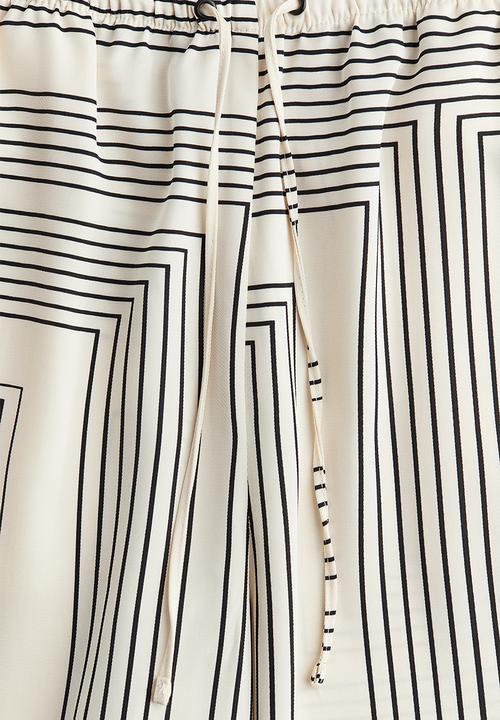 H&M - Wide pull-on trousers - white,multi