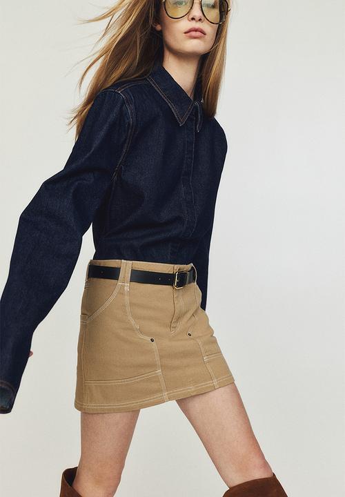 H&M - Cotton utility mini skirt - beige