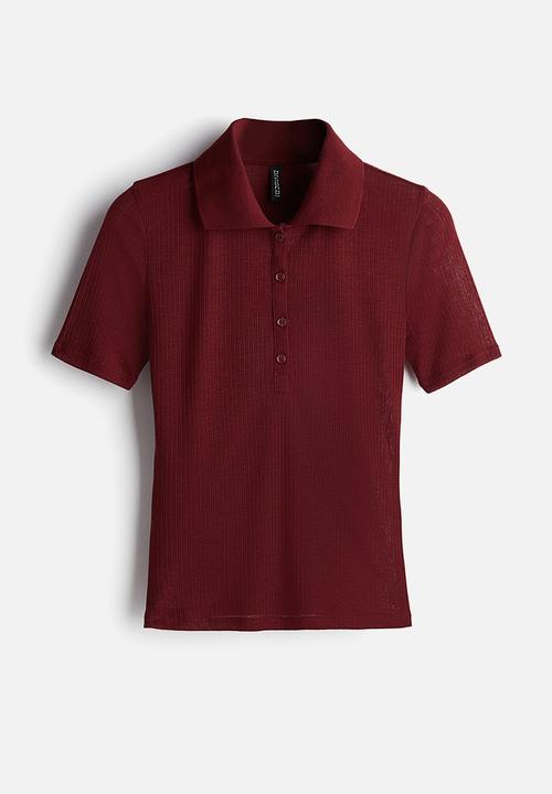 H&M - Ribbed polo shirt - red