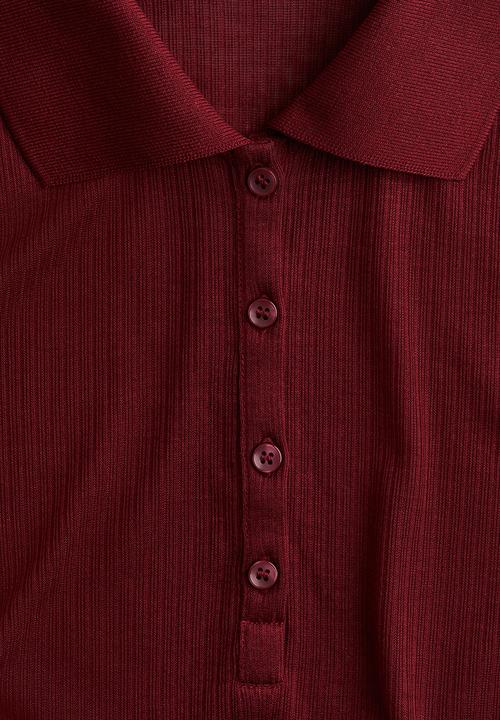 H&M - Ribbed polo shirt - red