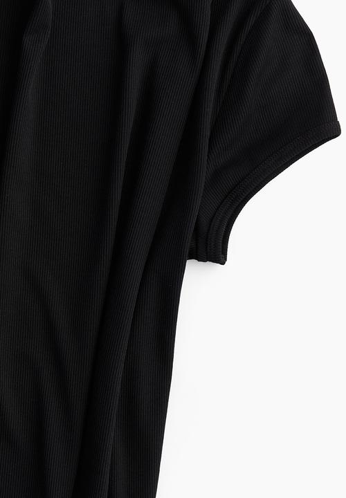 H&M - Sheer ribbed t-shirt - black