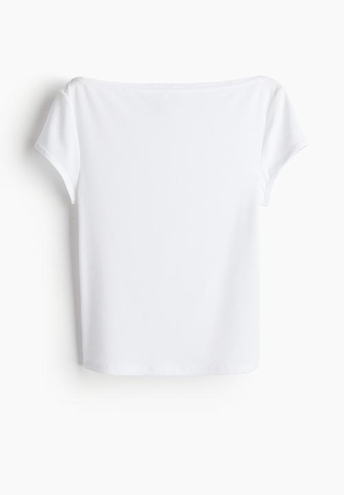 H&M - Sheer ribbed T-shirt - white