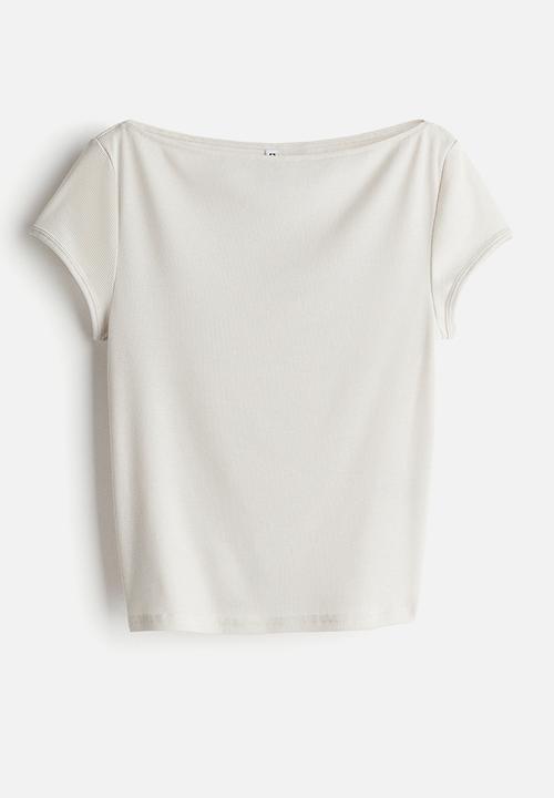 H&M - Sheer ribbed T-shirt - beige
