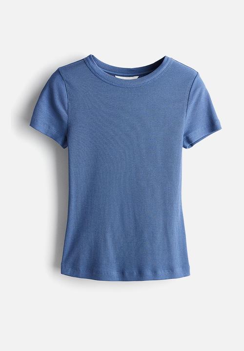 H&M - Ribbed T-shirt - blue