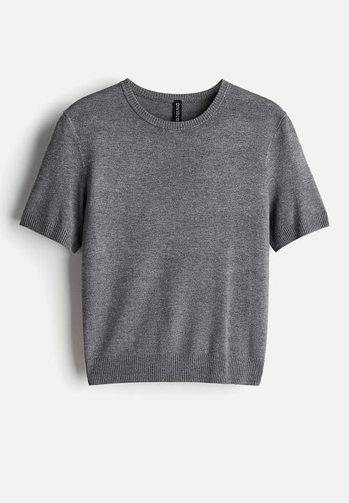 H&M - Fine-knit t-shirt - dark grey marl