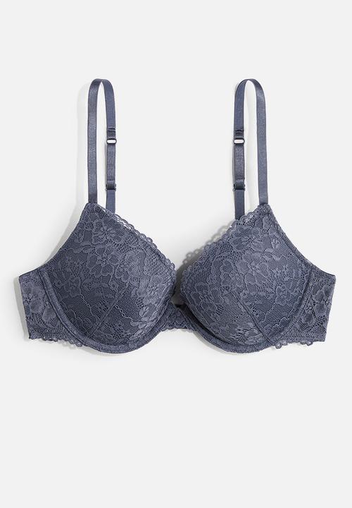 H&M - Lace push-up bra - pigeon blue