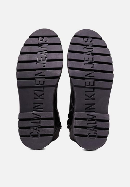 Calvin Klein - Combat leather mid calf boot - triple black