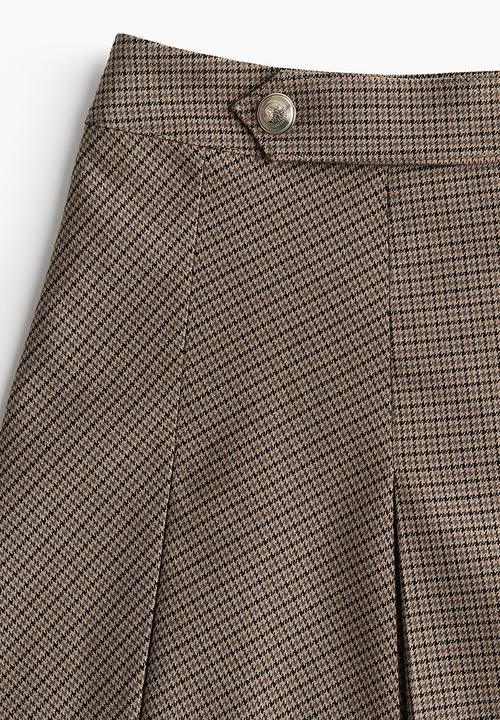 H&M - Pleated mini skirt - beige & checked 