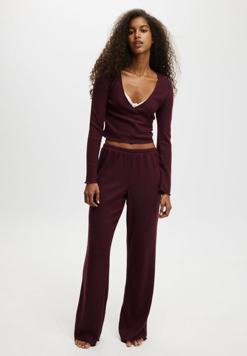Cotton On - Super Soft Ribbed Wrap Top - Dark Oak