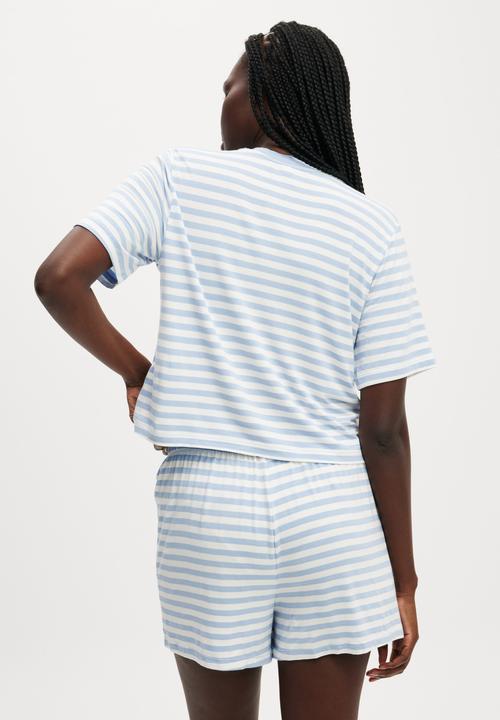 Cotton On - So Soft Short Sleeve Jersey Sleep Set - Windsurfer Claire Stripe